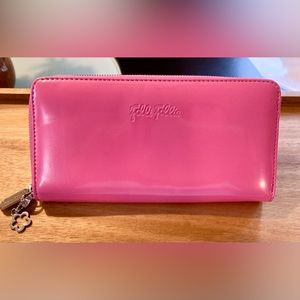 Folli Follie Pink Patent Leather Zip Around Wallet